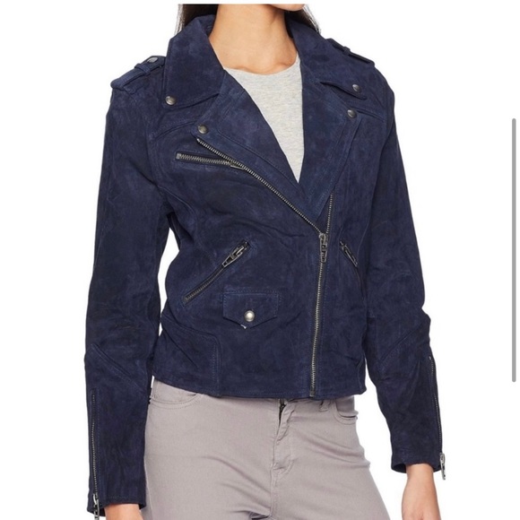 BlankNYC Navy Suede Moto Jacket - Picture 3 of 5